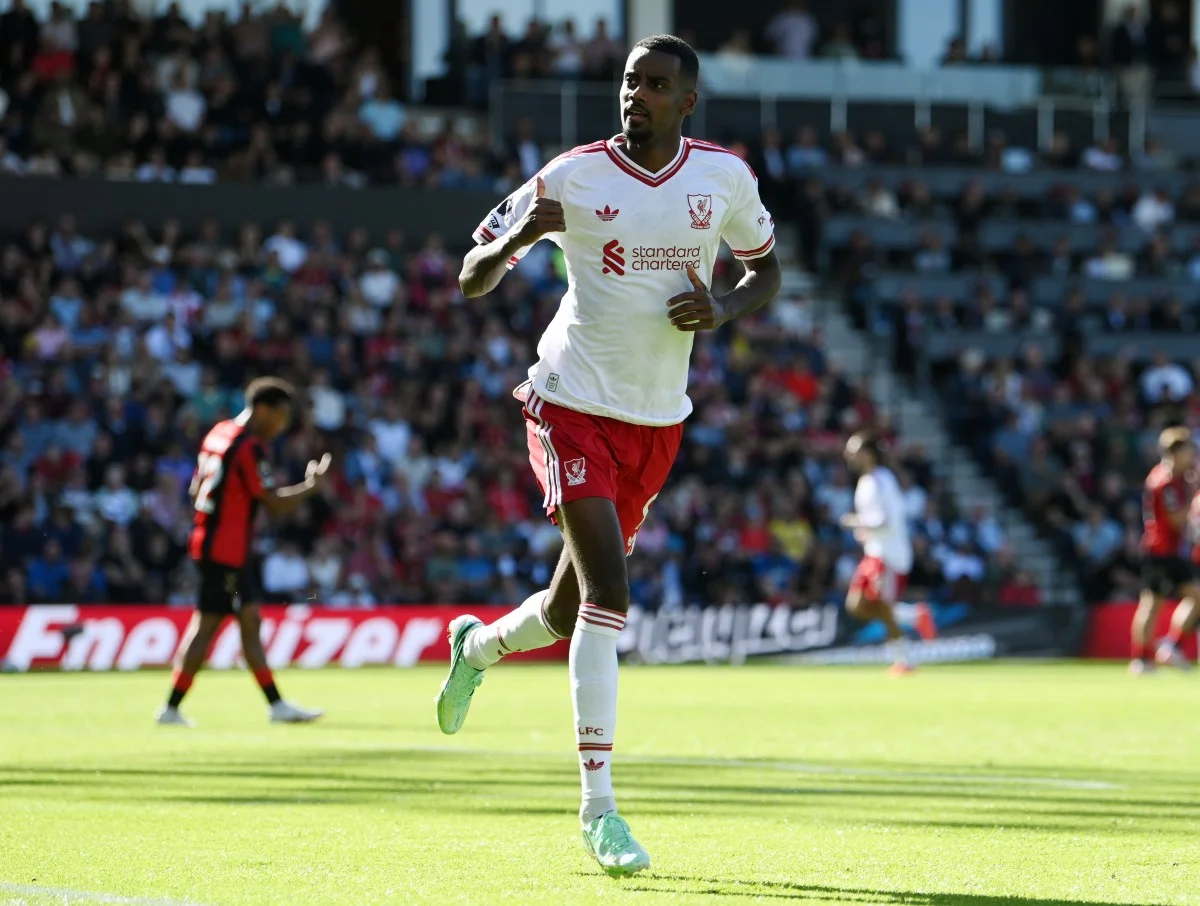 Alexander Isak celebrates a goal for Liverpool against Bournemouth