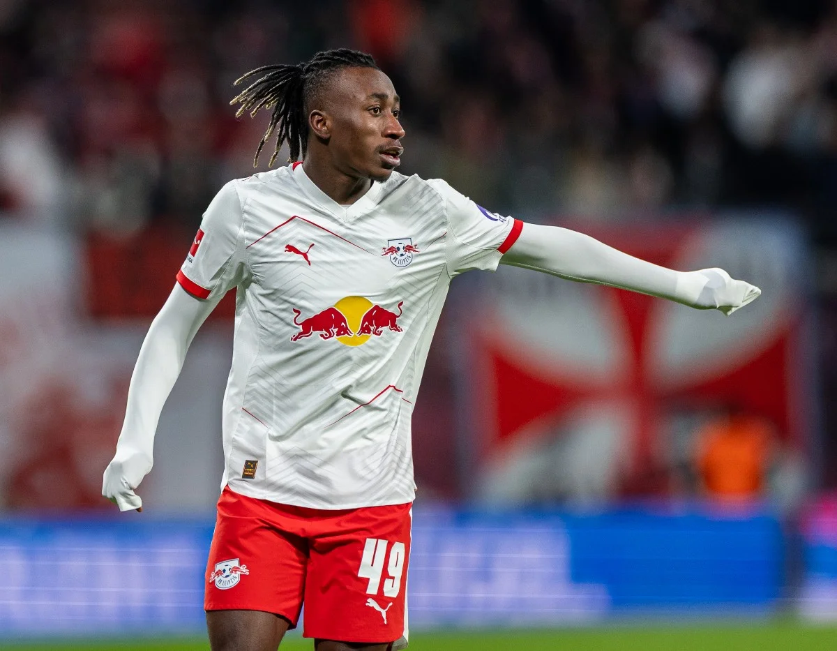 RB Leipzig winger Yan Diomande in action
